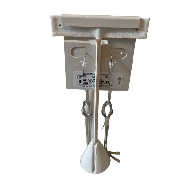 Silver Toned Strand Knot Drop Earrings. - Picture 4 of 5